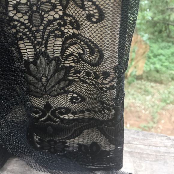 Kreativekristen original upcycled black sheer  lace flowy mini  skirt HP 24 - Picture 4 of 10